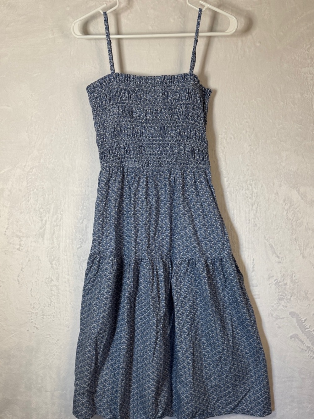Calista Smocked Blue Floral Midi Sundress Small